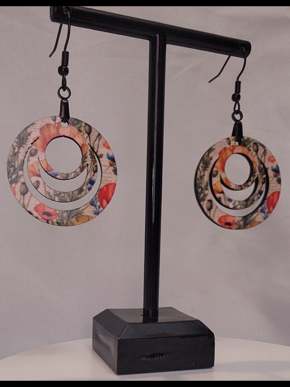 Floral Multi-Color Hoop Earrings - Women Jewelry